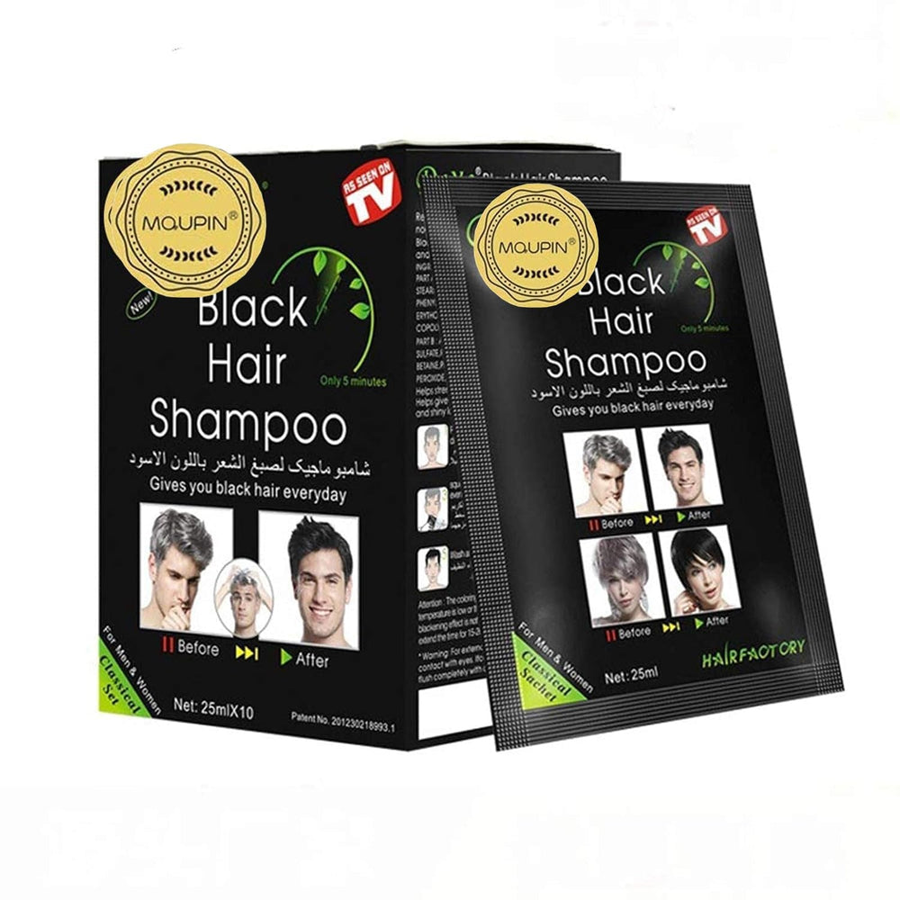 Shampoing instantané pour teinture capillaire noire avec ingrédients naturels, teinture semi-permanente pour cheveux noirs, facile à utiliser, ingrédients naturels longue durée (10 pièces, noir) Naty Shop Hair Dye Default Title