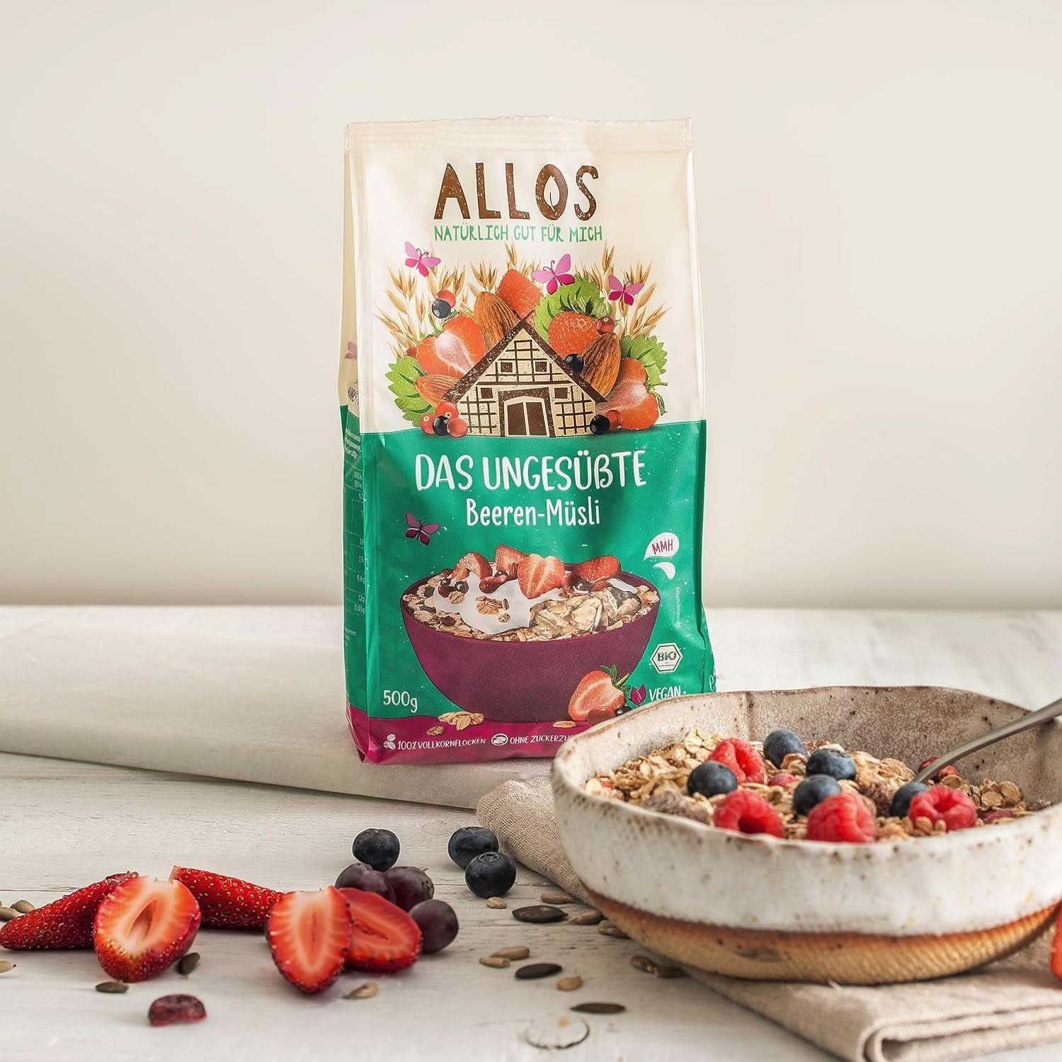 Allos, muesli aux baies non sucré, paquet 5 x 500 grammes Céréales Naty Shop