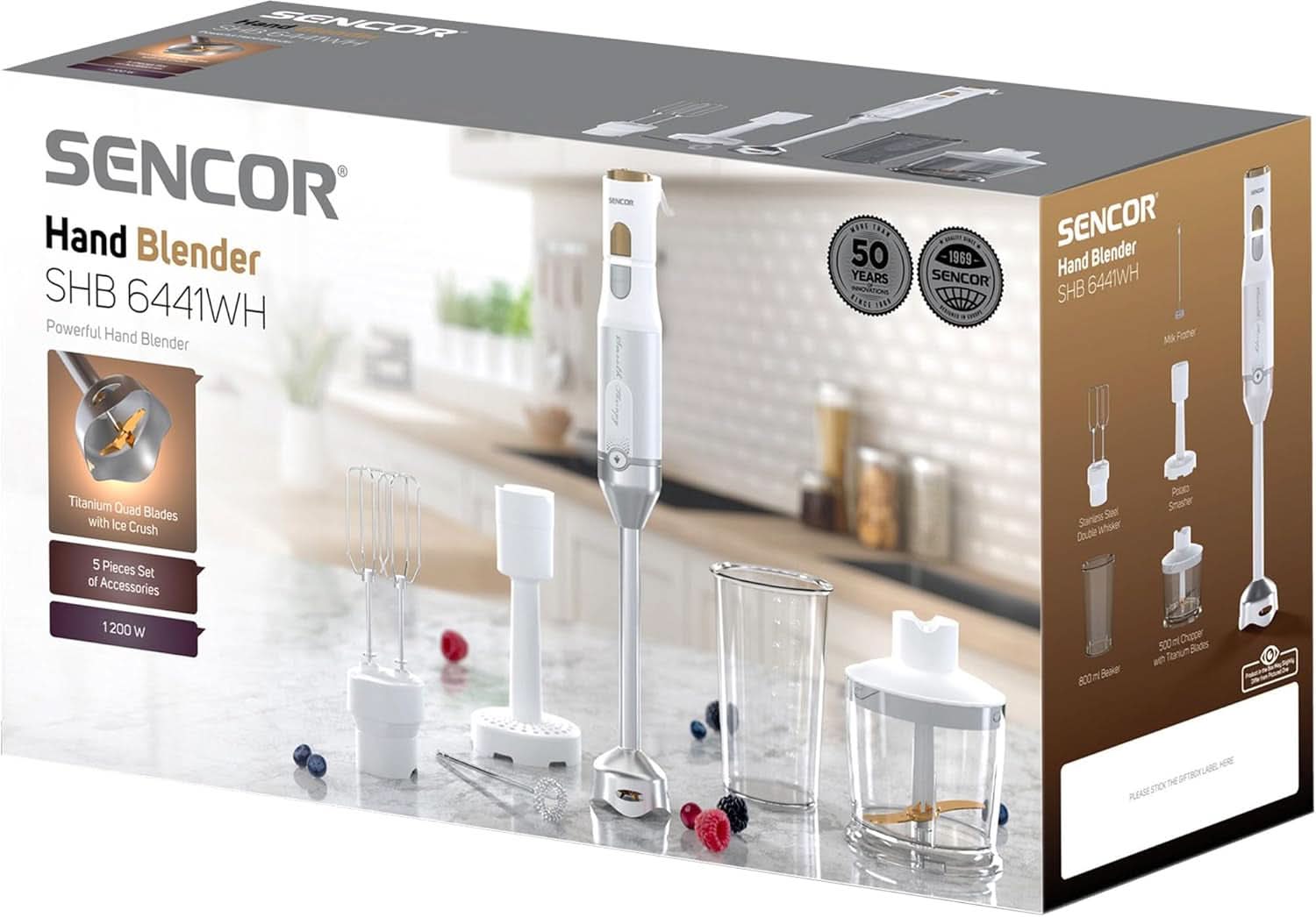 Sencor Multifunktionaler Standmixer, Ultra-Leistungsstark, 6 in 1, 1200 W, Mit Double-Schneebesen, Zerkleinerer & Mousseur, Kartoffelstampfer, Quadblade-Klingen Aus Titan, Stufenlose Bucatarie Naty Shop