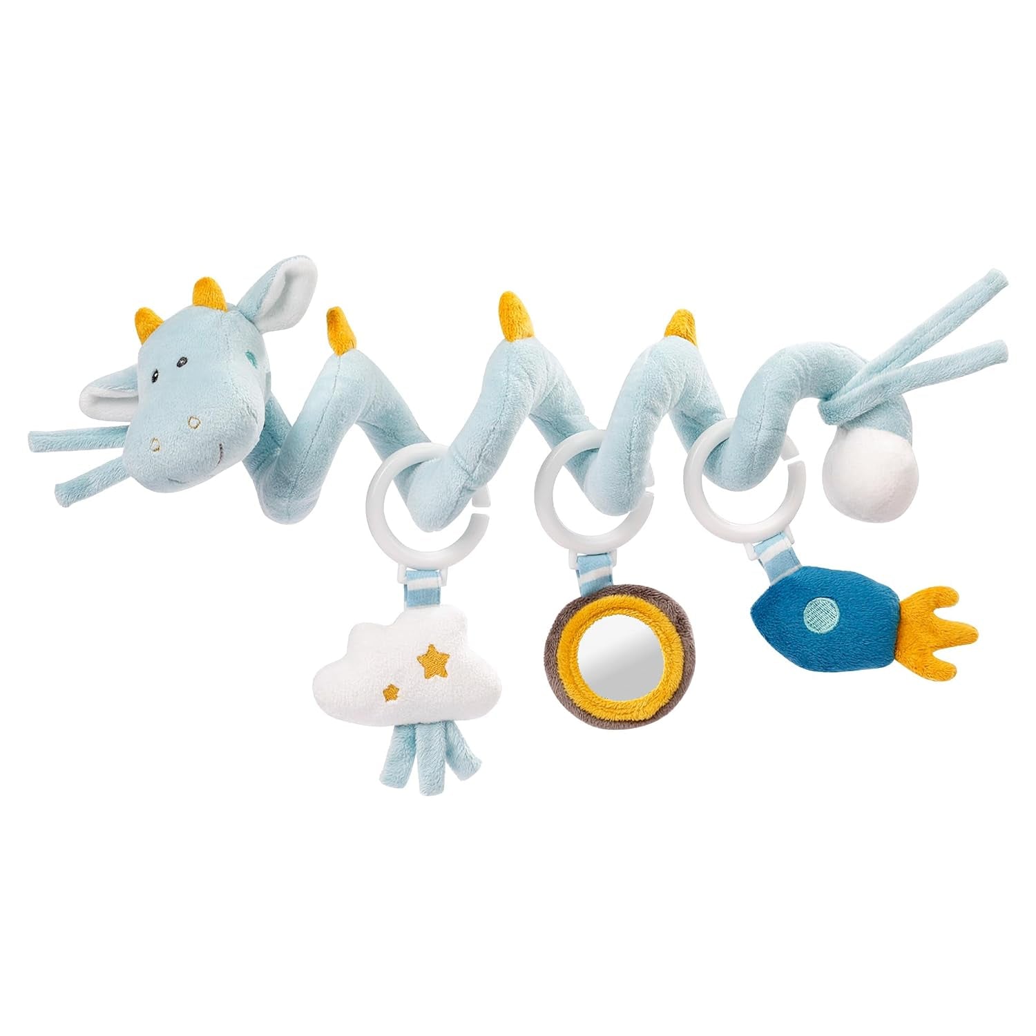 Fehn Activity Spiral Dino - jouet pour poussette à toucher et à saisir - jouet bébé dinosaure pour lit, aire de jeux, poussette et siège auto - jouet d'activité motrice pour bébés et tout-petits à partir de 0 mois Baby Toys Naty Shop Dragon
