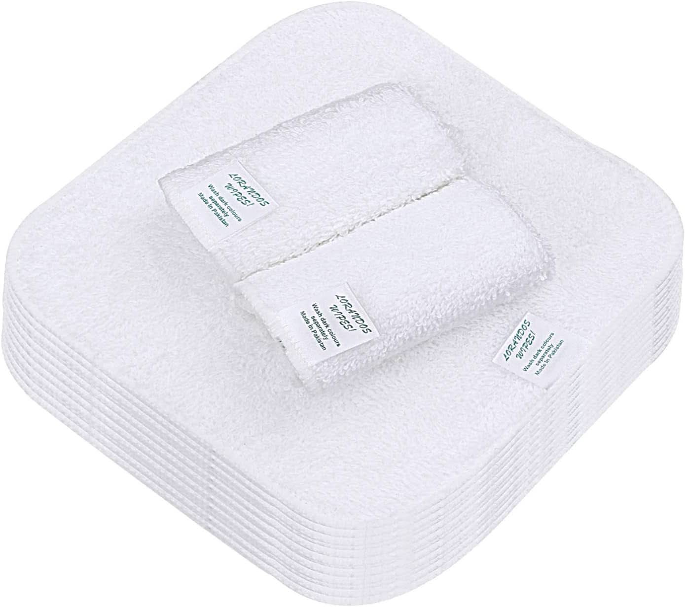Lingettes réutilisables pour enfants 100% coton éponge (Lot de 25 - 15X15Cm - blanc) non parfumées, lavables, ultra douces et super absorbantes Mère et Enfant Naty Shop