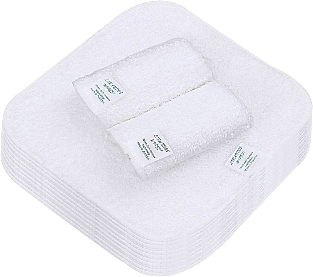 Lingettes réutilisables pour enfants 100% coton éponge (Lot de 25 - 15X15Cm - blanc) non parfumées, lavables, ultra douces et super absorbantes Mère et Enfant Naty Shop
