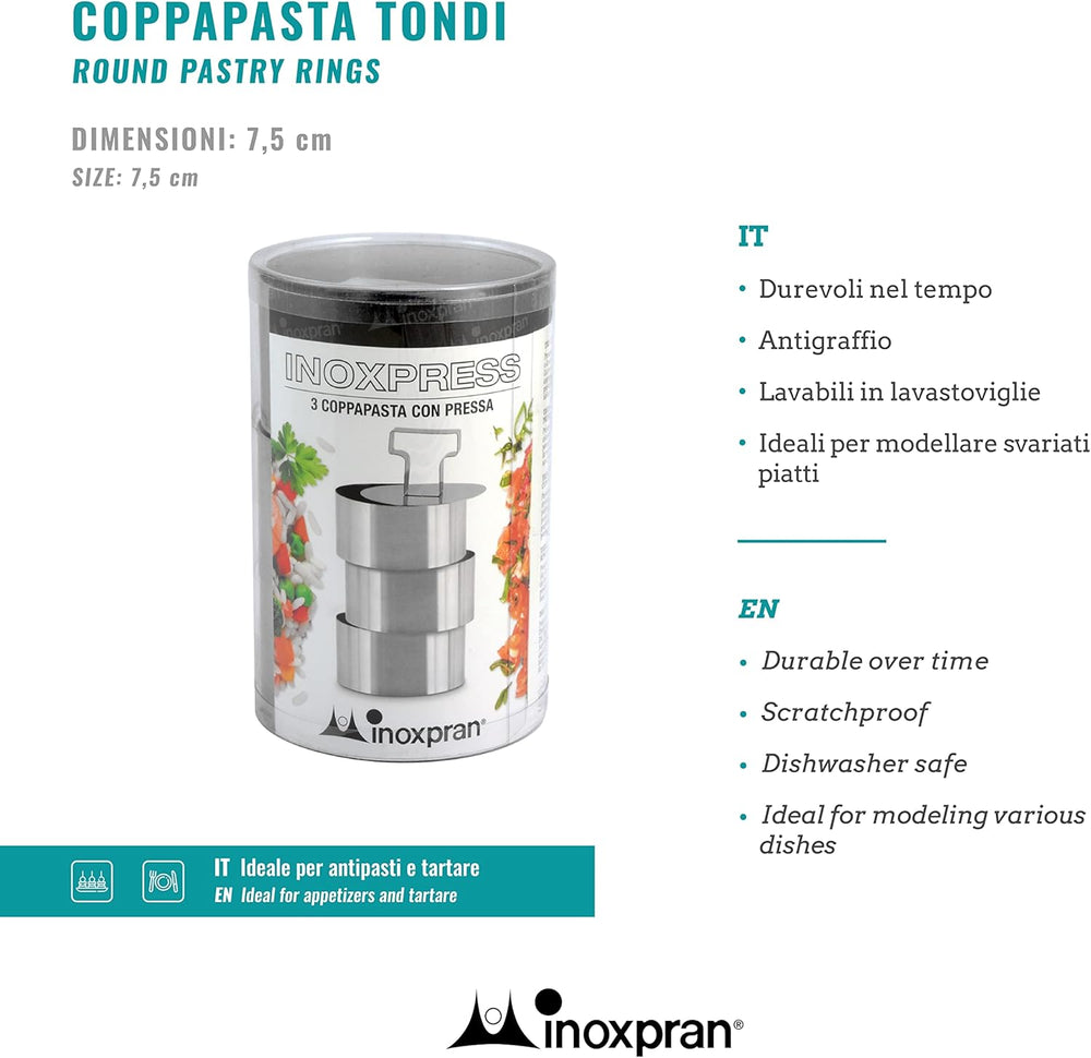 Boîtes à biscuits, 3 pièces, rondes, inox - 8 x 8 x 4 cm