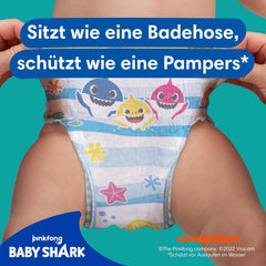 Pampers Taille 5-6 Splashers Baby Shark Édition Limitée Lot de 10 Couches de Bain Jetables pour une Protection de l'Eau Sûre