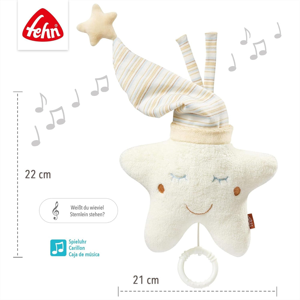 Fehn boîte à musique bébé somnifère étoile - boîte à musique avec mécanisme musical amovible à suspendre - chanson somnifère "Weißt du wieviel Sternlein stehen" - jouet pour bébés et enfants à partir de 0 mois Jouets Bebe Naty Shop
