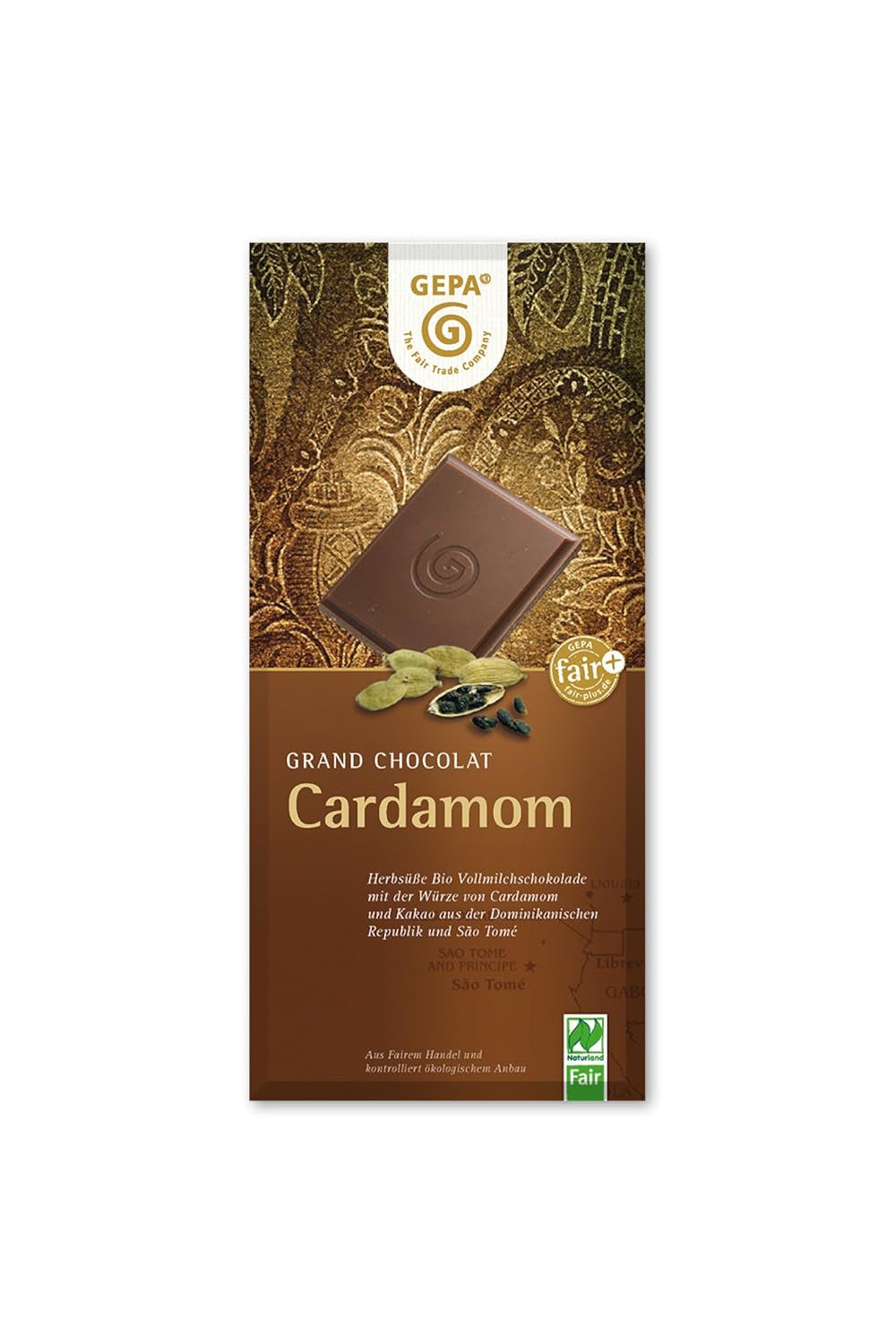 Cardamome bio, 38% de cacao, paquet de 100 g