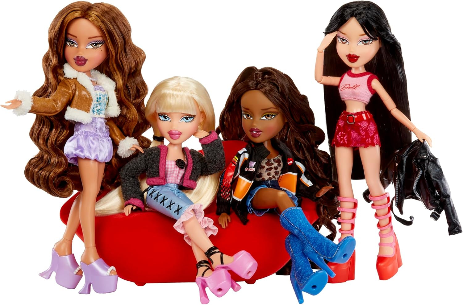 Bratz sort ! - Jade - 1 poupée de collection avec accessoires, tenue, sac, lunettes de soleil et brosse - Jouet pour enfant - 6 ans et plus, Rouge