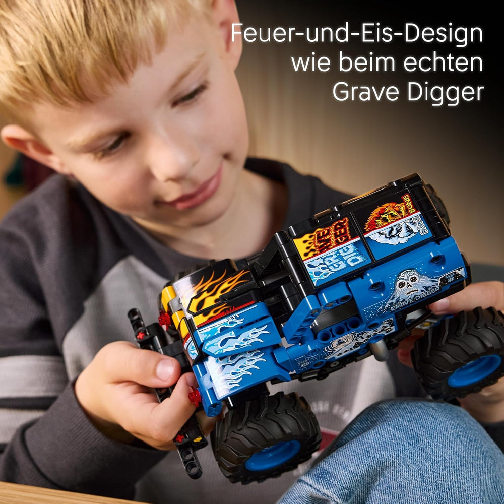 LEGO Technic Monster Jam Grave Digger Feuer und EIS - Monstertruck Modellbau & Konstruktionsspielzeug mit Rückziehmotor - Spielzeug für Kinder, Mädchen & Jungen - Geschenke für Kinder - 42219
