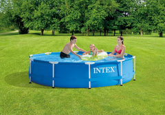28202UK Piscină de 3 m x 76 cm cu cadru metalic și pompă de filtrare, 4.485 litri, albastră, 305 x 76 cm și prelată rotundă pentru piscină - Prelată pentru piscină - Pentru piscine cu cadru metalic și prismatic, albastră, 3 m