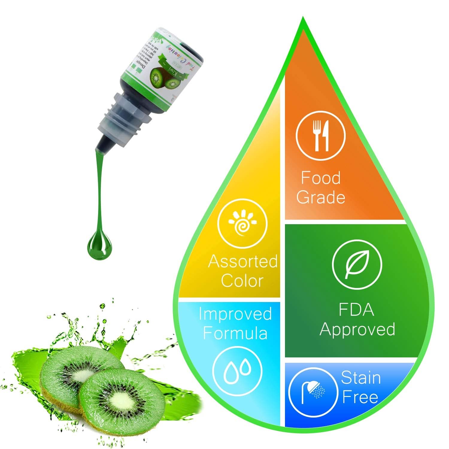 Lot de 15 colorants alimentaires liquides, 6 ml de chaque couleur Naty Shop