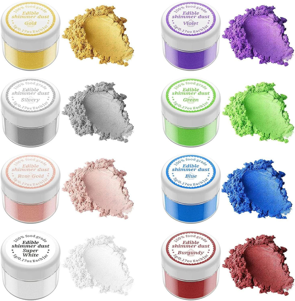 Paillettes comestibles, différentes nuances, 5 grammes Naty Shop Set 8 couleurs