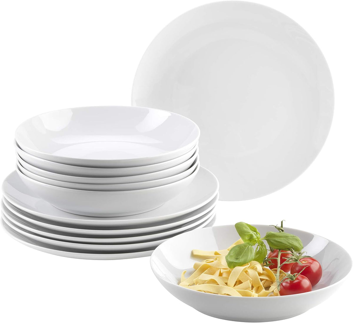 Mäser Barca service de table pour 6 personnes, lot de 12, porcelaine, blanc