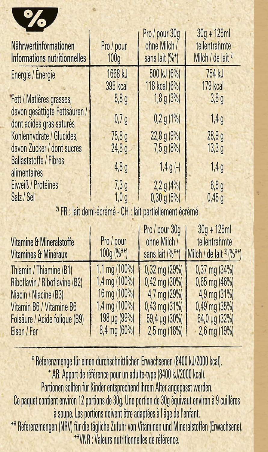 Céréales pour petit-déjeuner Churros avec 42 % de grains entiers, paquet de 3 (1 x 360 g)