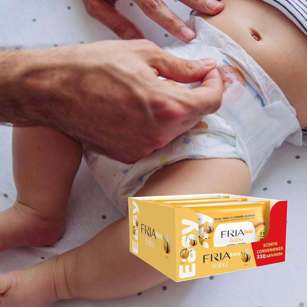 Lingettes humides Easy Baby avec hydratant pour la peau à l'aloe vera et à l'extrait de miel, testées dermatologiquement, paquet de 330 lingettes