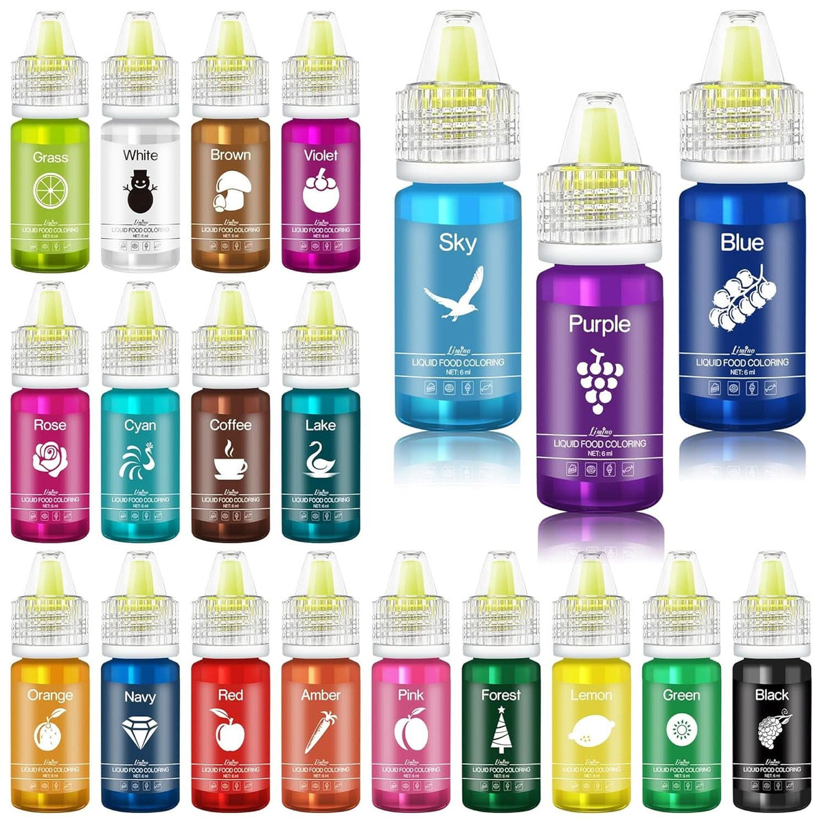 Colorants alimentaires liquides concentrés pour gâteaux Naty Shop 20 x 6 ml