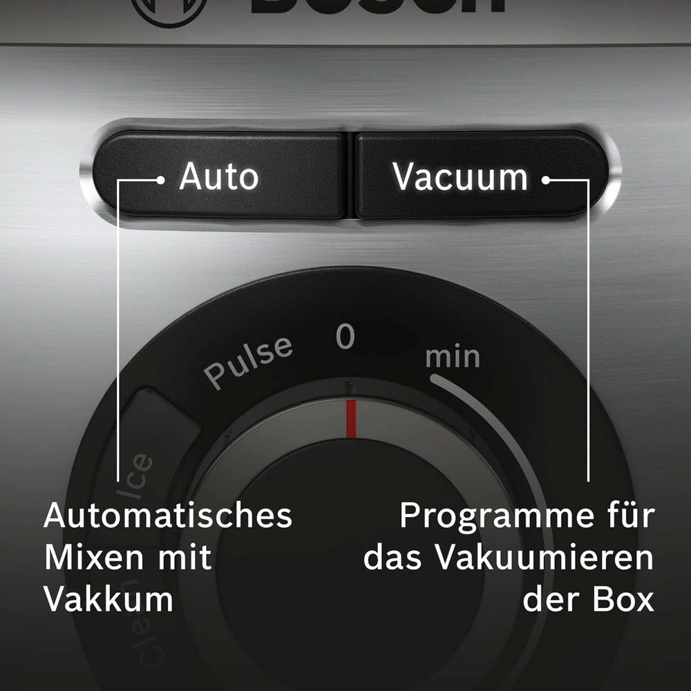 Bosch Vakuum-Standmixer Vitapower Series 8 MMBV621M, Starke Mixleistung, Vitaminschonende Zubereitung, 4 Automatikprogramme, Vakuum-Togo Flasche, 37 000 U/Min, 1000 W, Silver Mother and Child Naty Shop