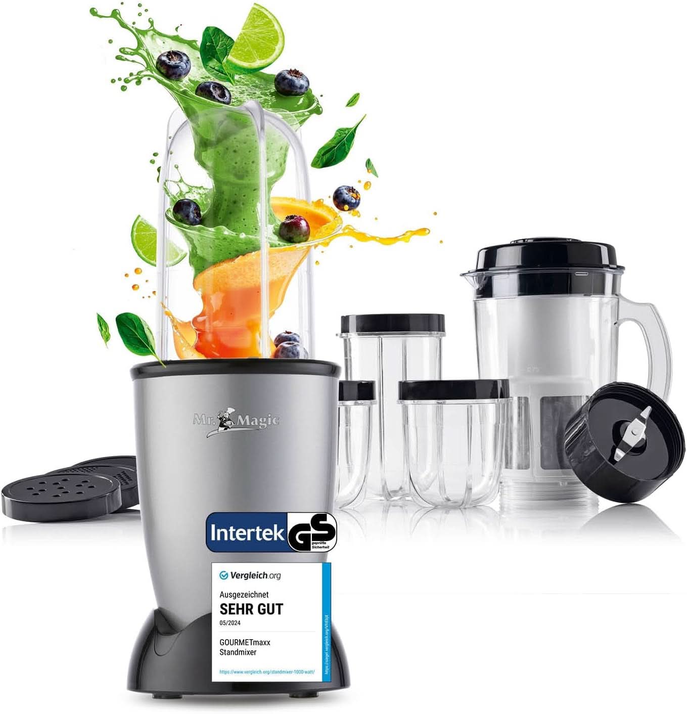 Gourmetmaxx Mr Magic Blender, Smoothie Maker avec pack d'accessoires Xxl Naty Shop