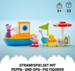 LEGO DUPLO L'excursion en bateau de Peppa : bateau jouet à construire et à reconstruire avec 2 figurines, jouet créatif, idée cadeau pour les enfants de 2 ans, garçons et filles 10432 Sets de construction Besuche den LEGO-Store