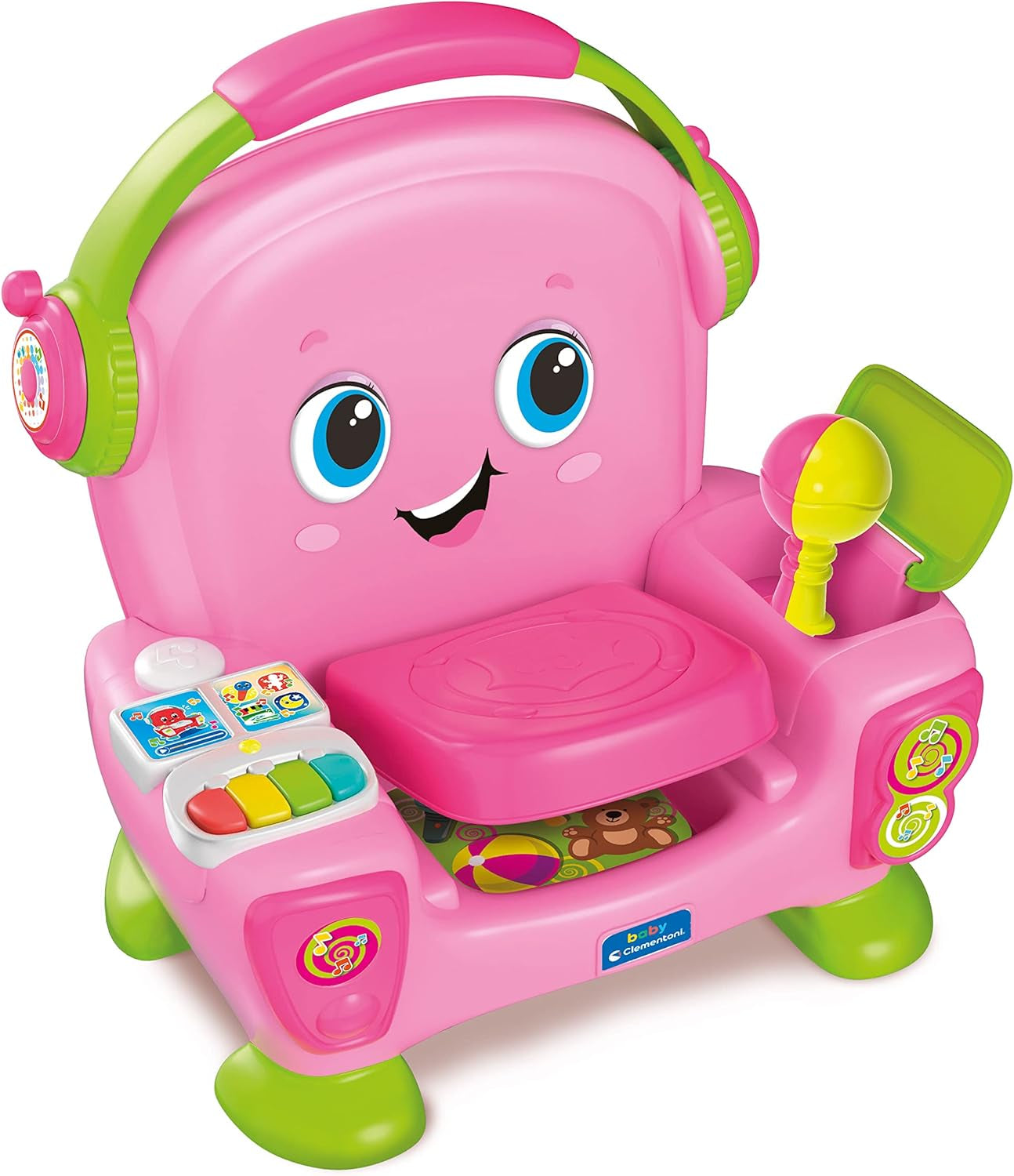 Clementoni 17755 Fauteuil chantant avec son et danse roses - fauteuil interactif et multifonctionnel pour enfants en italien, jouet 1 an - Made in Italy, multicolore Jouets Bebe Naty Shop