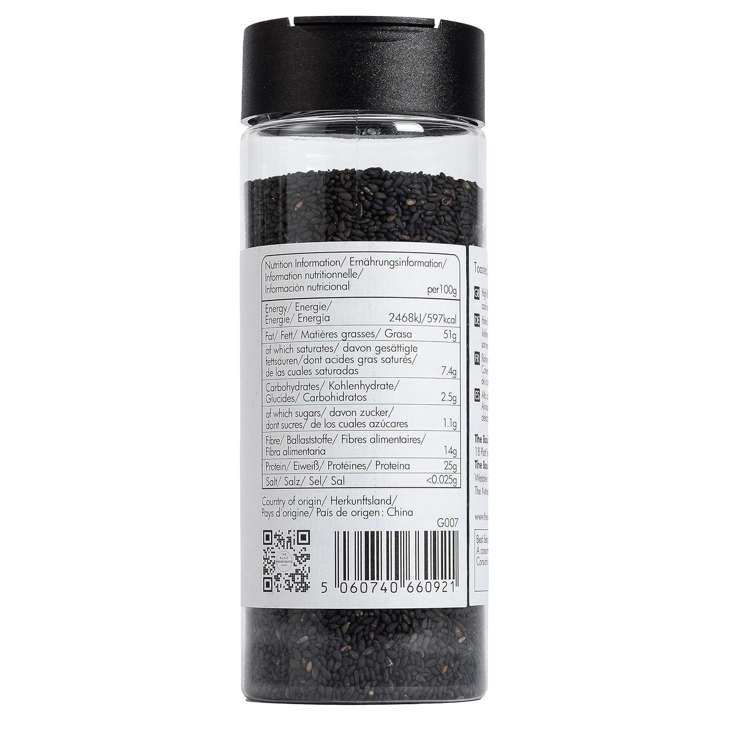 - Gerösteter schwarzer Sesam 150g | Ballaststoffreich | Proteinquelle | vegan | Reiches Aroma | Antioxidantien | Einfach streuen