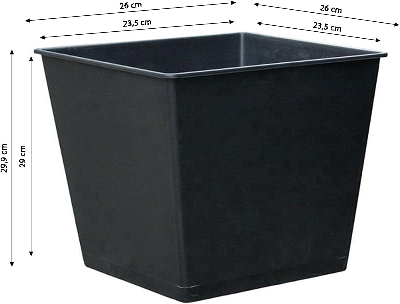 Ghiveci universal Dehner, plastic, negru, 30 x 26 x 26 cm