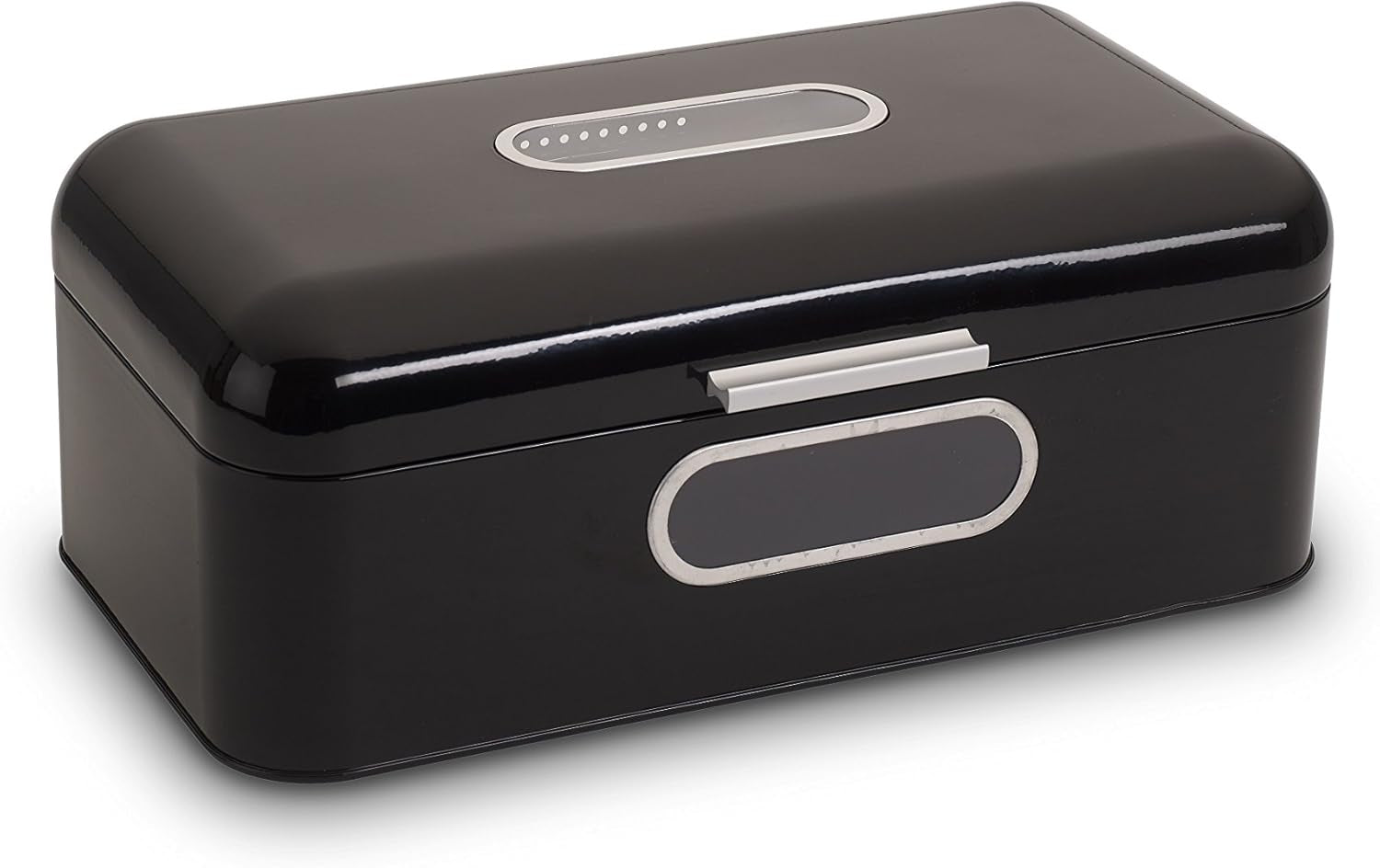 ECHTWERK Corbeille à Pain Rétro en Métal avec Fenêtre et Couvercle, Ensemble de 3 Boîtes de Rangement Élégantes, Capacité 1,4 L, Boîtes de Conservation Alimentaires Rouges Naty Shop Noir Grand Simple