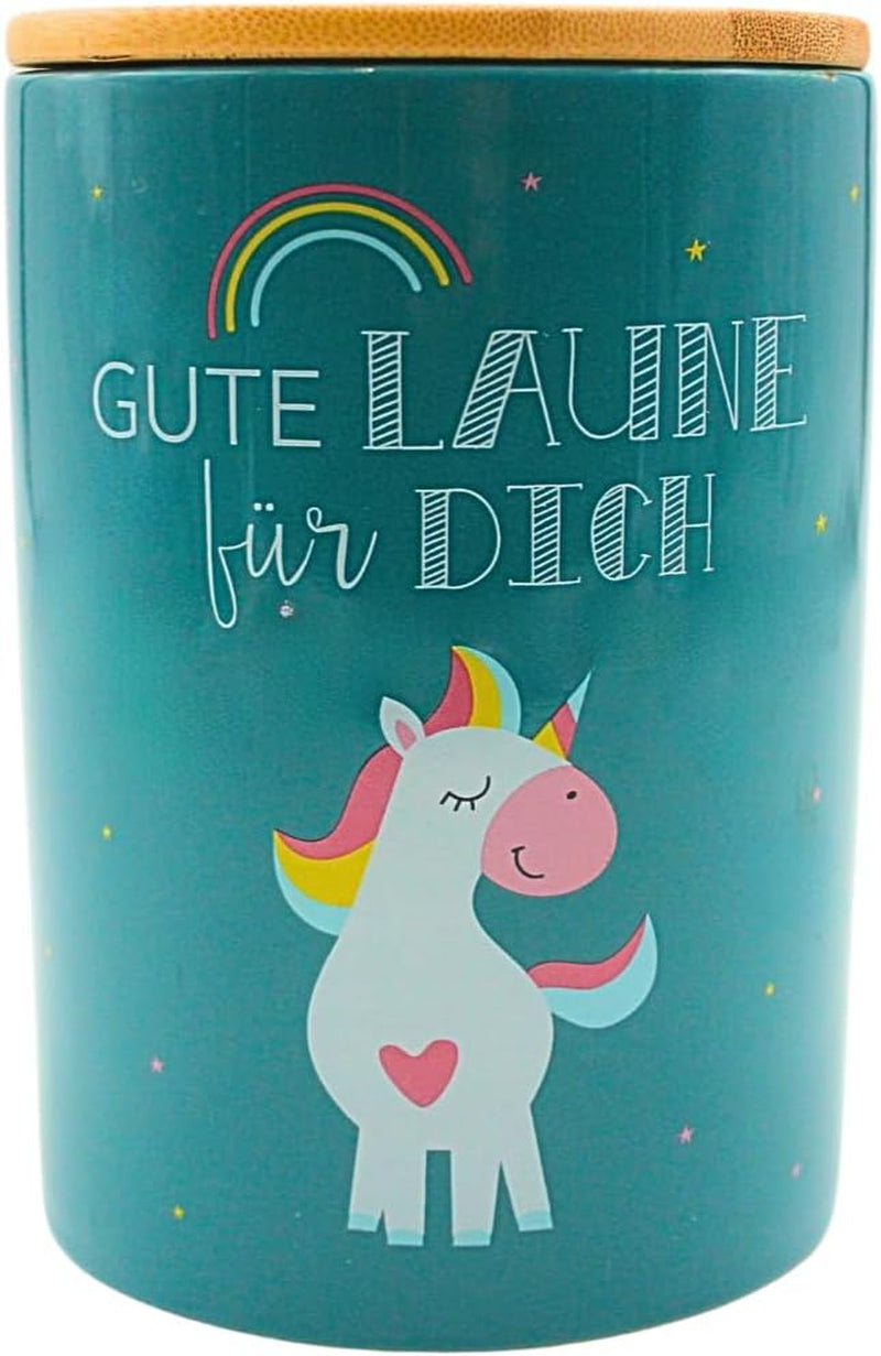 Dekohelden24 Boîte de rangement élégante en céramique/café/aliments frais/biscuit Hüftgold. La raison : paresseux. Dimensions : H/Ø 15,6 x 11 cm. Naty Shop Boîtes de conservation alimentaire Licorne