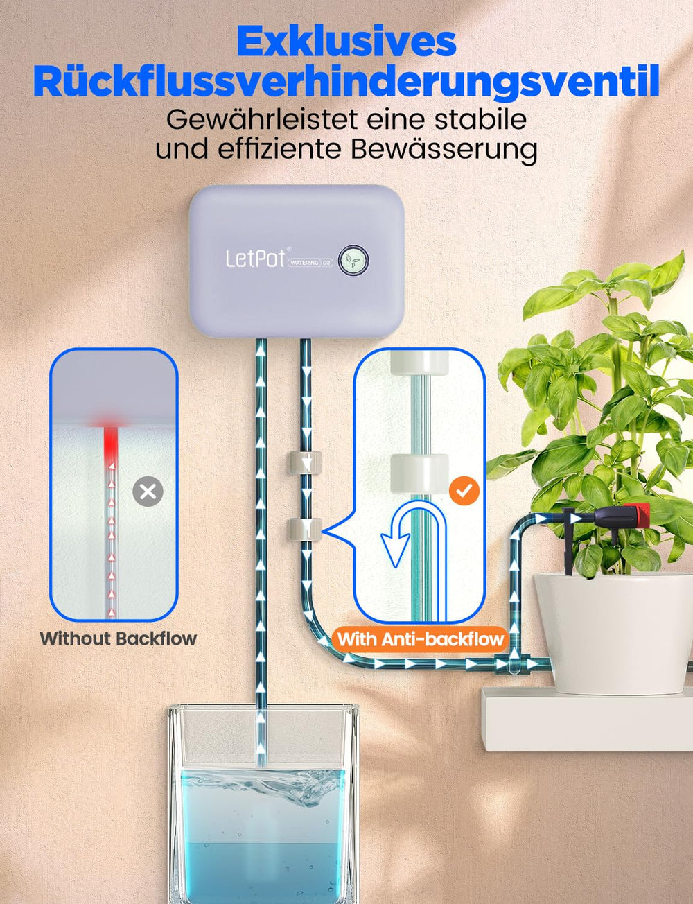 Système d'arrosage automatique d'intérieur WiFi – Système d'irrigation goutte à goutte intelligent avec contrôle par application, ordinateur d'arrosage pour 10 plantes d'intérieur, arrosage de vacances et arrosage des plantes (gris)