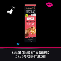 Lindt Chocolate HELLO Vegan Sweet'N Salty Popcorn, barre de 100 grammes Naty Shop