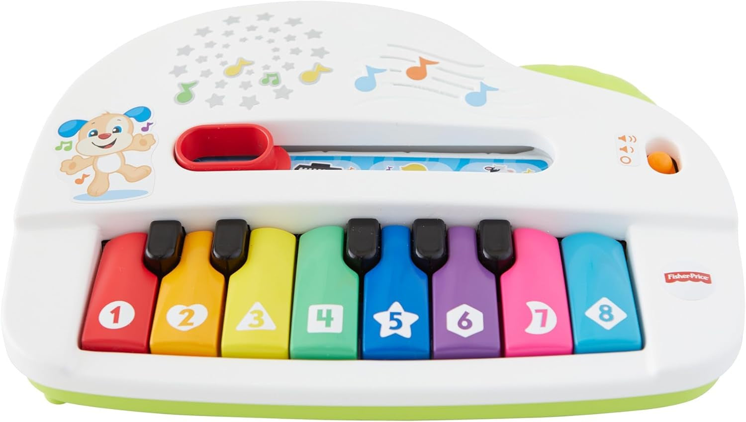 Fisher-Price Premier clavier pour bébé - piano jouet portable avec 4 options de lecture, chansons, lumières et sons, apprentissage ludique, version : UK-anglais, GFK04 Baby Toys Naty Shop Polish