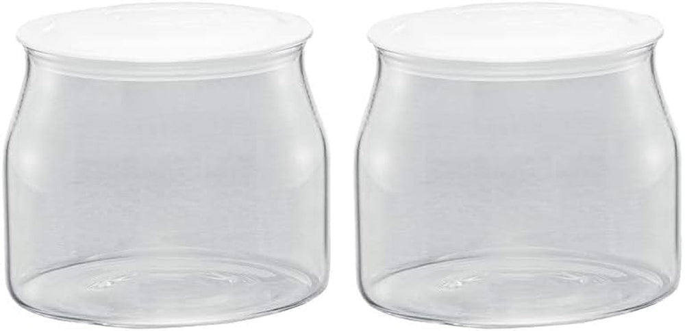 Rommelsbacher JG 1 Bocal de Rechange pour Machine à Yaourt et Fromage à la Crème JG 80-1,2 Litre avec Couvercle (Lot de 2) Naty Shop Boîtes de Conservation Alimentaires Transparent/Blanc 1 pièce (Lot de 2)