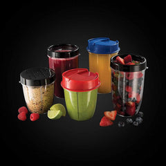 Russell Hobbs Mélangeur [Multifonctions - Batteur sur socle] Nutriboost (Inc. 5 Bpa-Freie et Spülmaschinengeeignete Behälter + Deckel, 22 000 U/Min, 0.9 Ps-Motor) Électrique, Smoothie-Maker 23180-56 Kitchen Naty Shop