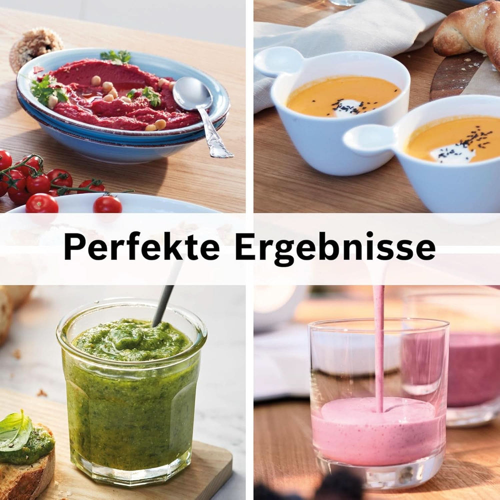 Bosch Batteur sur socle Vitapower Serie 4 MMB6174SN, Version Verbesserte, Hochwertige Edelstahl-Klingen, 1,5L Glasbehälter, 0,6L To-Go-Flasche, Spülmaschinenfeste Teile, 30 000 U/Min, 1200 W, Silver Kitchen Naty Shop