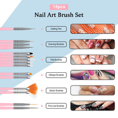 URAQT 20 pièces ensemble de pinceaux à ongles, pinceau à ongles, pinceau à ongles en acrylique, stylo à ongles professionnel pour vernis à ongles gel UV, design d'ongles