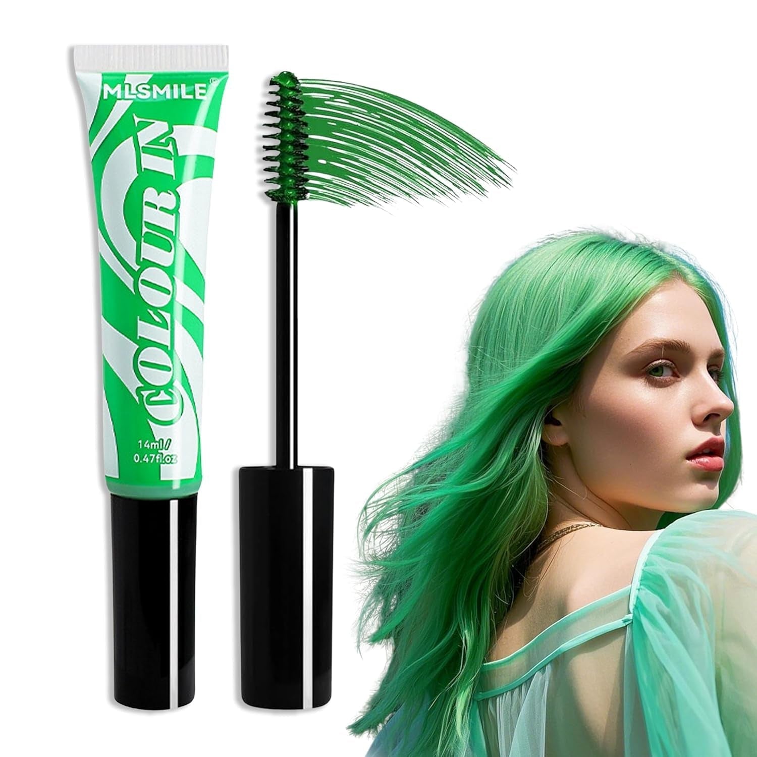 Teinture capillaire temporaire verte - 14 ml de teinture capillaire à la craie pour cheveux, bâton de teinture verte lavable, craie de couleur instantanée, teinture capillaire à la craie de carnaval pour Noël, Halloween, carnaval, teinture pour cheveux cosplay Naty Shop Titre par défaut