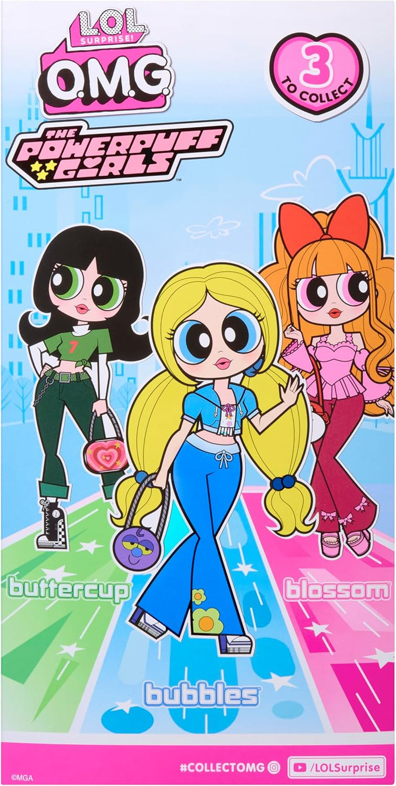 MDR. Surprendre! OMG The Powerpuff Girls Puppe - Bubbles - Enthält 1 Modepuppe, Inclus Outfit et Accessoires, 3 zum Sammeln