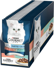 Gourmet Perle Duetto Saumon et morue jaune Nourriture humide pour chat Paquet de 26 (26 x 85 g)