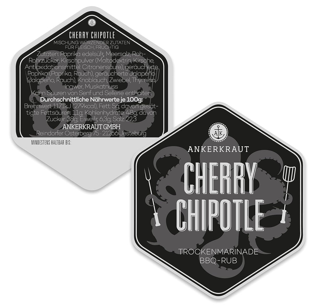 Ankerkraut Cherry Chipotle BBQ Rub, Rub Gewürzmischung für Couenne, Schwein, Ailes de Poulet et Porc Effiloché, 220g en Streuer