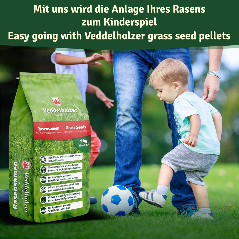 Veddelholzer Rasensamen Dürreresistent Für Trockenrasen & Schattenrasen Samen Grassamen Schnellkeimend Ideal Als Saatgut Für Sport Und Spielrasen Rasen Für Mähroboter Im Garten Geeignet 1 Kg = 40 M²
