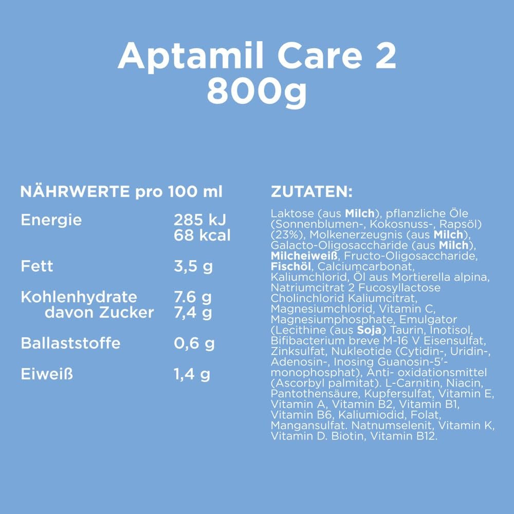 Aptamil Care 2 – Convient également aux bébés nés par césarienne – 1 x 800 g
