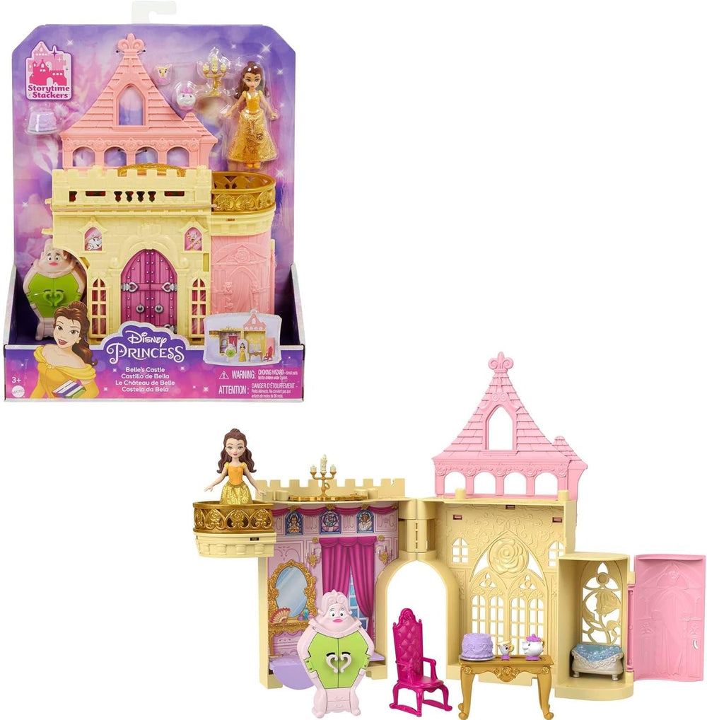 Mattel Disney Princess Transforming Playset Carriage to Castle avec poupée Little Aurora, 3 niveaux, 6 aires de jeu, 4 figurines, meubles et accessoires HWX17 Dolls Naty Shop Belle Playset