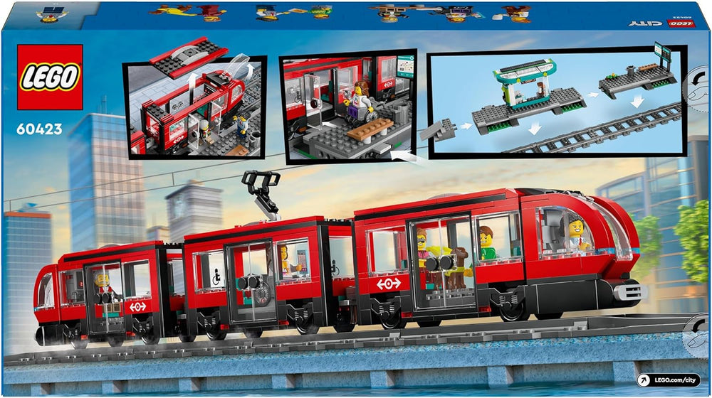 Tramway LEGO City avec gare, idée cadeau pour les fans de véhicules à partir de 7 ans, avec 6 figurines et un chien-guide pour jouer un rôle, jouet de construction 60423 Jeux de construction Besuche den LEGO-Store