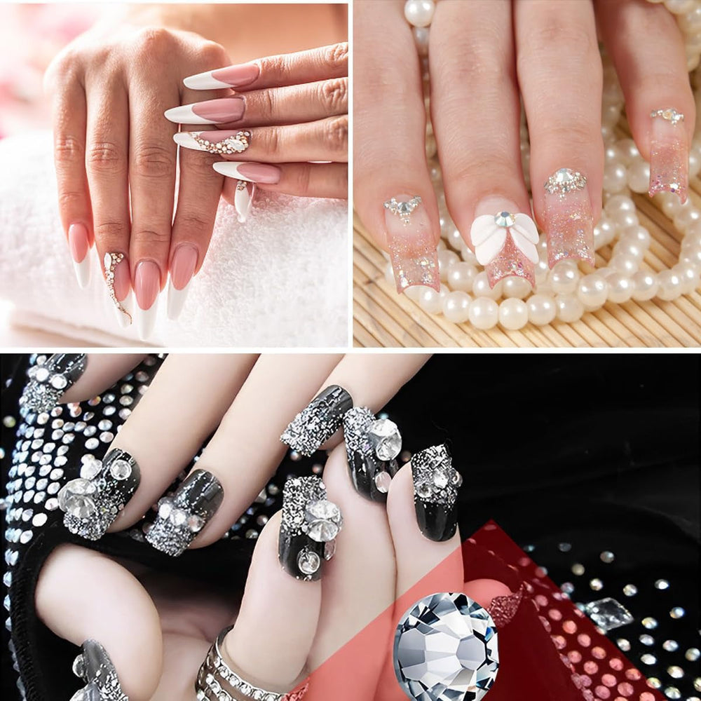4600 pièces de strass pour ongles, Nagel Glitzersteine ​​​​3 Verschiedene Stil Flache Nail Gems Nägel Steine ​​​​Klein Nagel Steinchen Mit Pinzette et Strass Picker Dotting Pen pour ongles/vêtements/artisanat