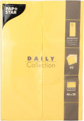 50 sachets de serviettes à couverts 'Collection DAILY' 48 Cm X 30 Cm jaune avec pli pour couverts
