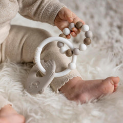 Nattou Anneau de dentition en silicone Ours en peluche Sans BPA Env. 13 cm, silicone, couleurs argile