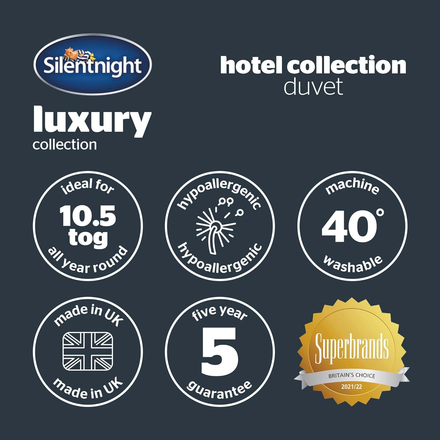 Couette Silentnight Hotel Collection 10,5 Tog - lit double, polyester, blanc Couettes et couettes Naty Shop