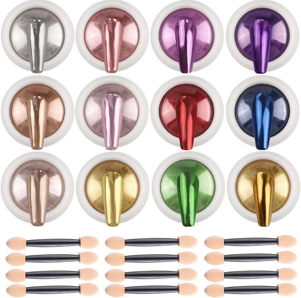 BISHENGYF Rose Gold Chrome Nail PowderNouvelle mise à niveau Grosse Kapazitä Chrom PulverSuper-Spiegeleffekt Metall Mirror Chrome Powder – Neon Glassy Pearl Effect Glitter Nail Art Pulver pour DIY Salon