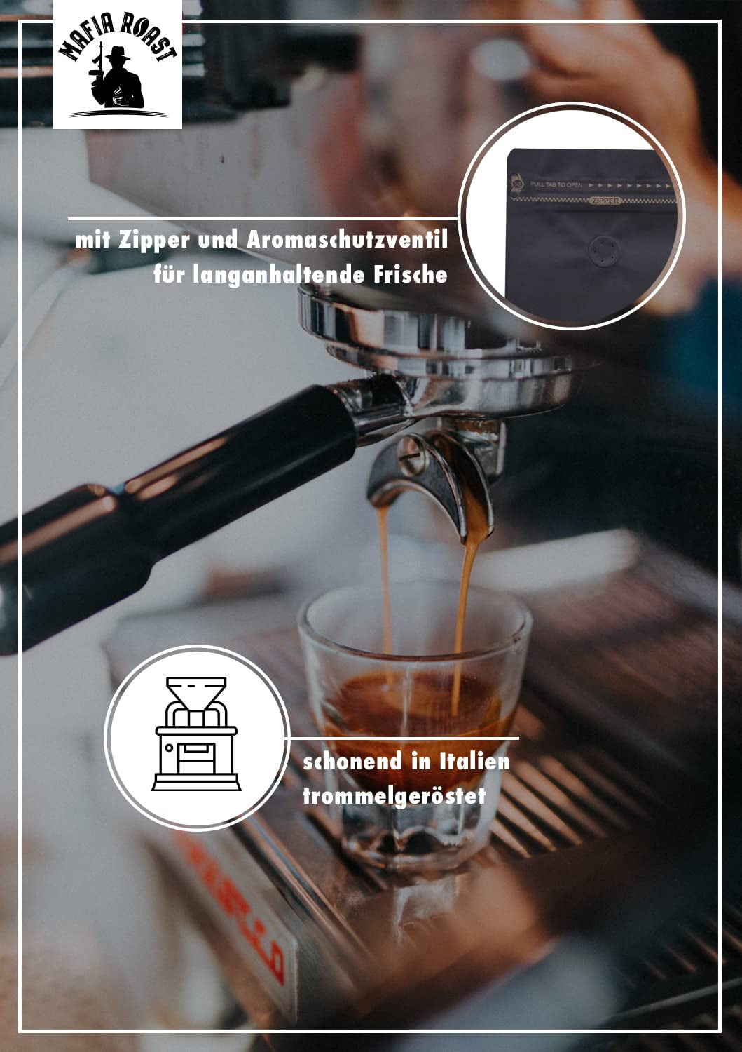 MAFIA ROAST® INTENSO - Espressobohnen typiquement italien - Mélange à 30% Arabica & 70% Robusta-Bohnen - schonend trommelgeröstet - besonders beliebt as intensivever Espresso - 1kg