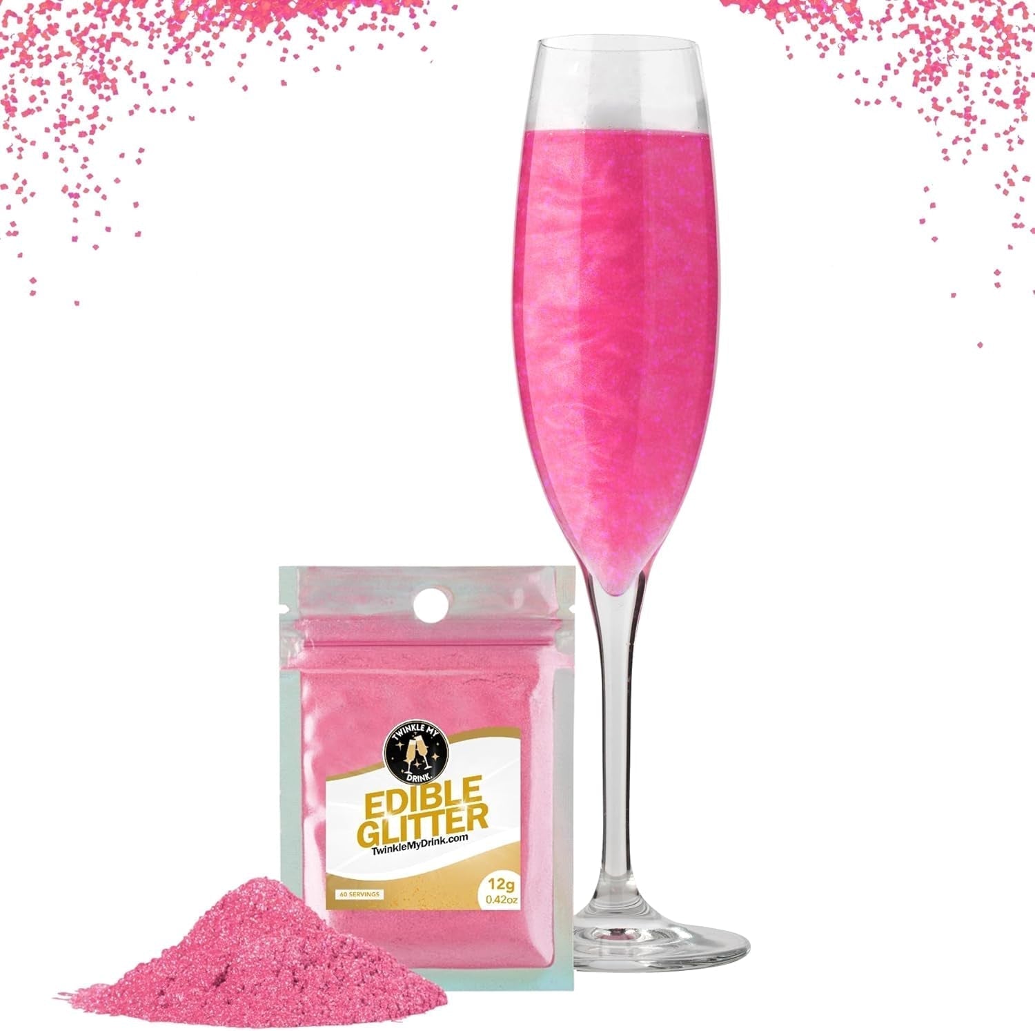 Twinkle My Drink® Paillettes comestibles pour boissons, couleurs assorties, 12 grammes Naty Shop Rose