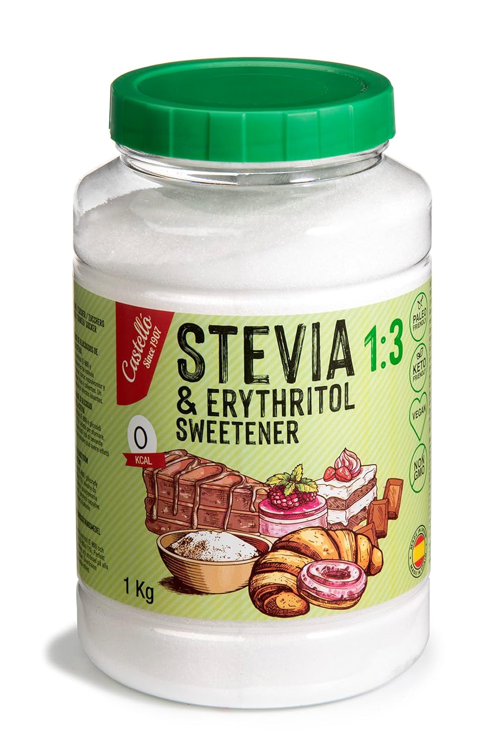 Stevia + Erythritol 1:3 Tissu sucré | 1G = 3G Zucker | 100% Natürlicher Zuckerersatz - 0 calories - 0 indice glycémique - Keto et Paleo - 0 Netto-Kohlenhydrate - Kein GVO - Castello depuis 1907-1 Kg Édulcorants Naty Shop Default Title